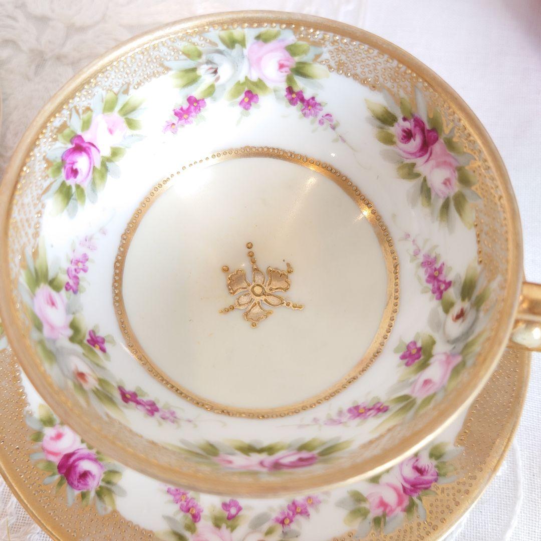 オールドノリタケ　ペディスタルシェイプ　カップ＆ソーサー　２客セット