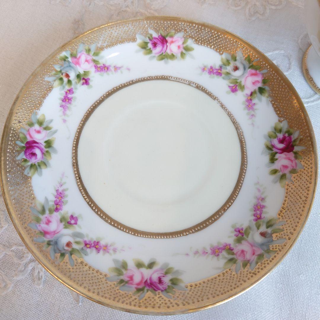 オールドノリタケ　ペディスタルシェイプ　カップ＆ソーサー　２客セット