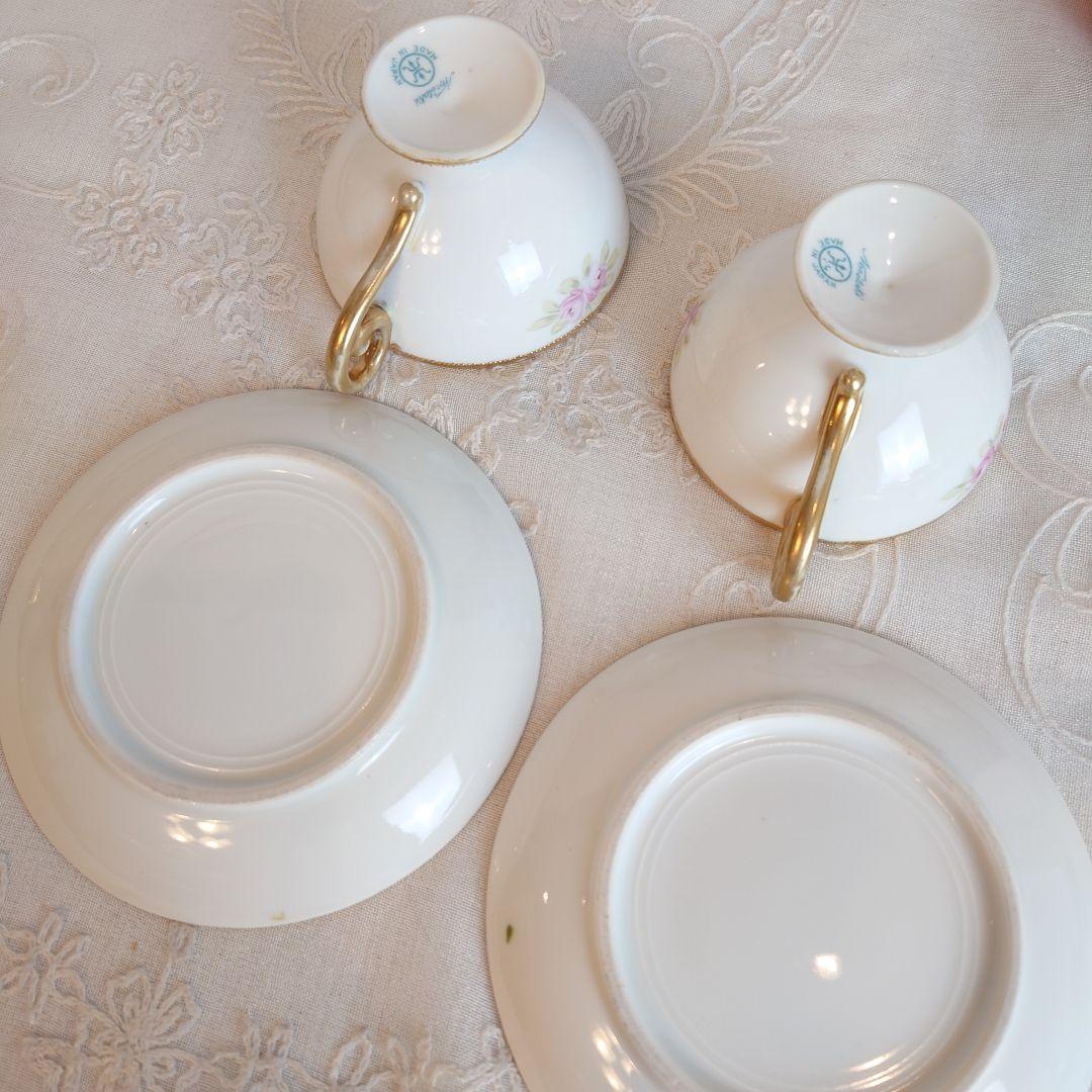 オールドノリタケ　ペディスタルシェイプ　カップ＆ソーサー　２客セット