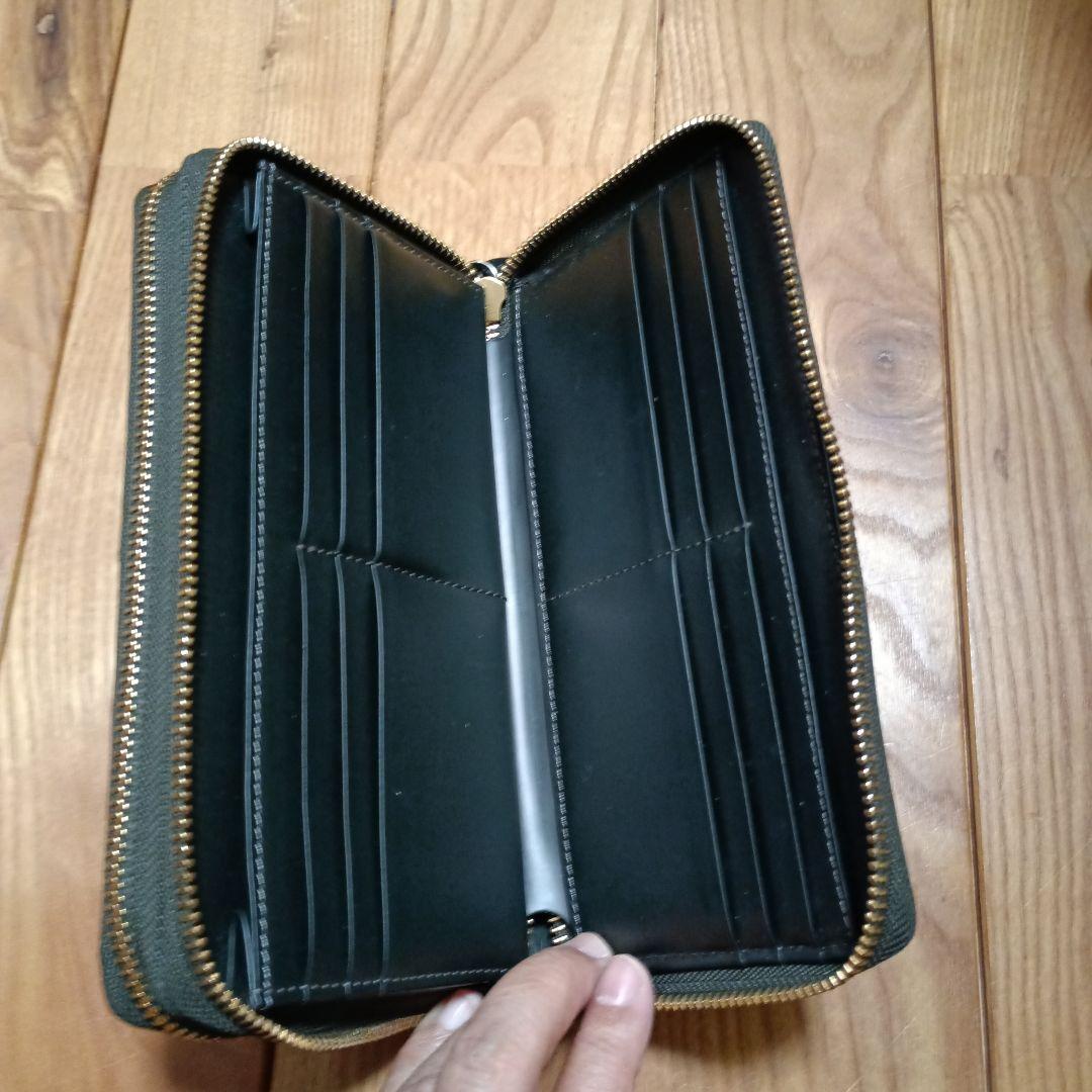 黒川鞄店 グリーンコードバン 長財布 ゴールドファスナースマホも入る
