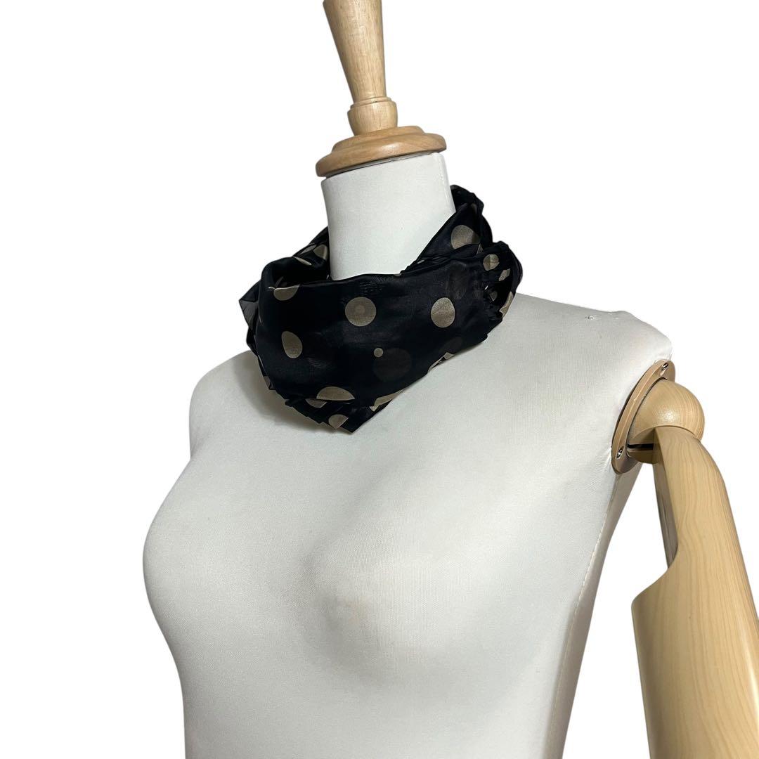 ⭐︎美品⭐︎ レア シャネル シルクプリーツスカーフ　ココマーク 黒 イタリア製