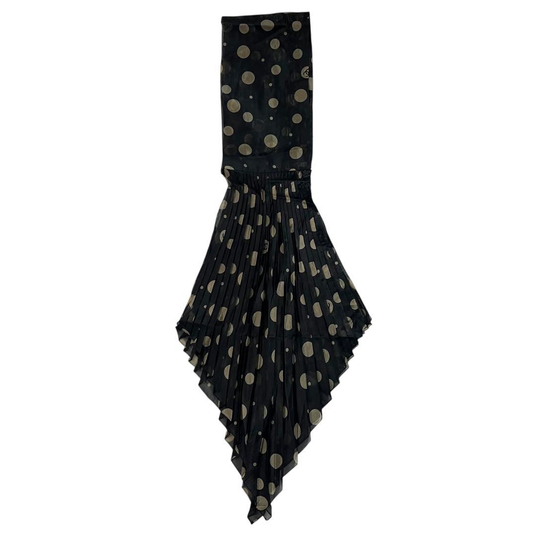 ⭐︎美品⭐︎ レア シャネル シルクプリーツスカーフ　ココマーク 黒 イタリア製