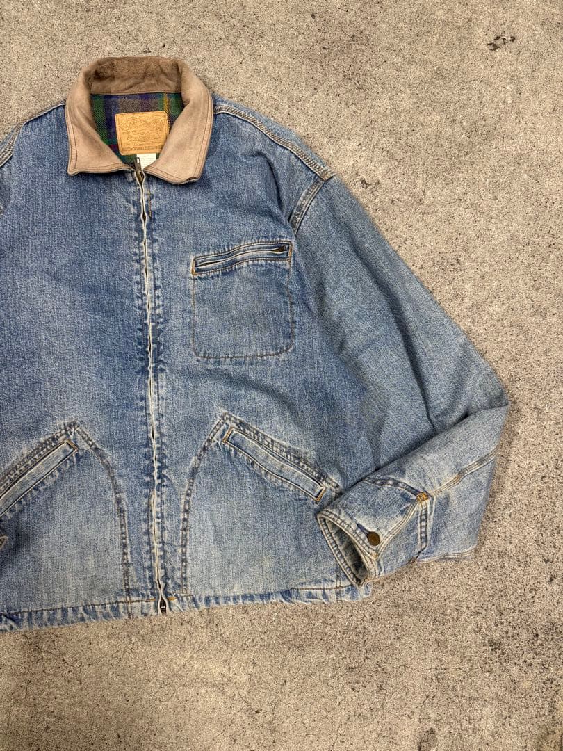 90's OLD GAP デニムデトロイトジャケット 襟レザー　191LB