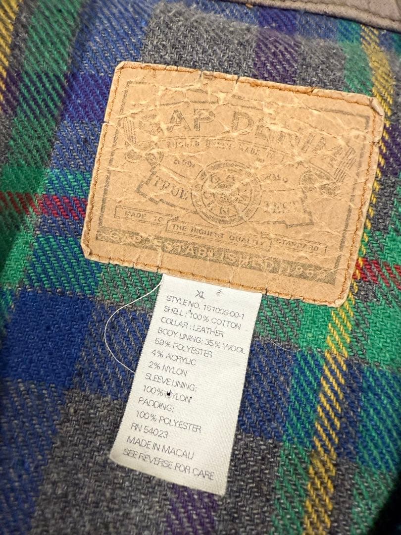 90's OLD GAP デニムデトロイトジャケット 襟レザー　191LB