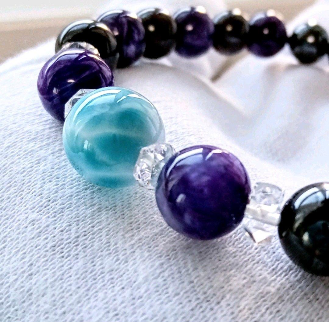 ５Ａ級✿天然色❨特極上❩厳選１１ mmラリマー(三大ヒーリングストーン)ブレス