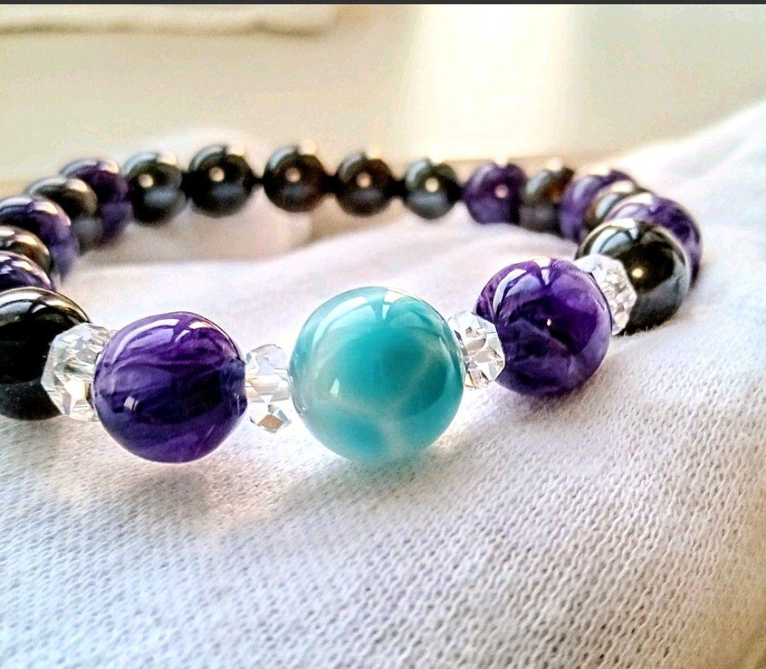 ５Ａ級✿天然色❨特極上❩厳選１１ mmラリマー(三大ヒーリングストーン)ブレス