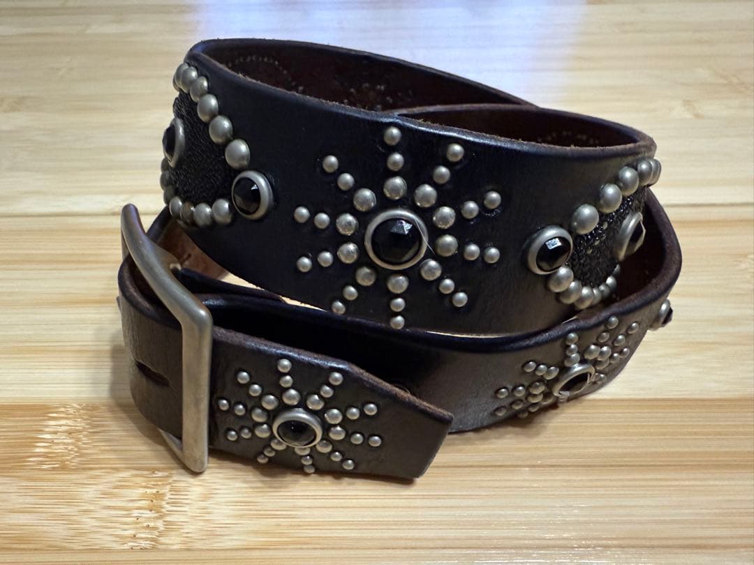 ⭐️HTC⭐️ピーナッツオーバーレイベルト⭐️スティングレイ⭐️ブラックレザー茶芯⭐️32