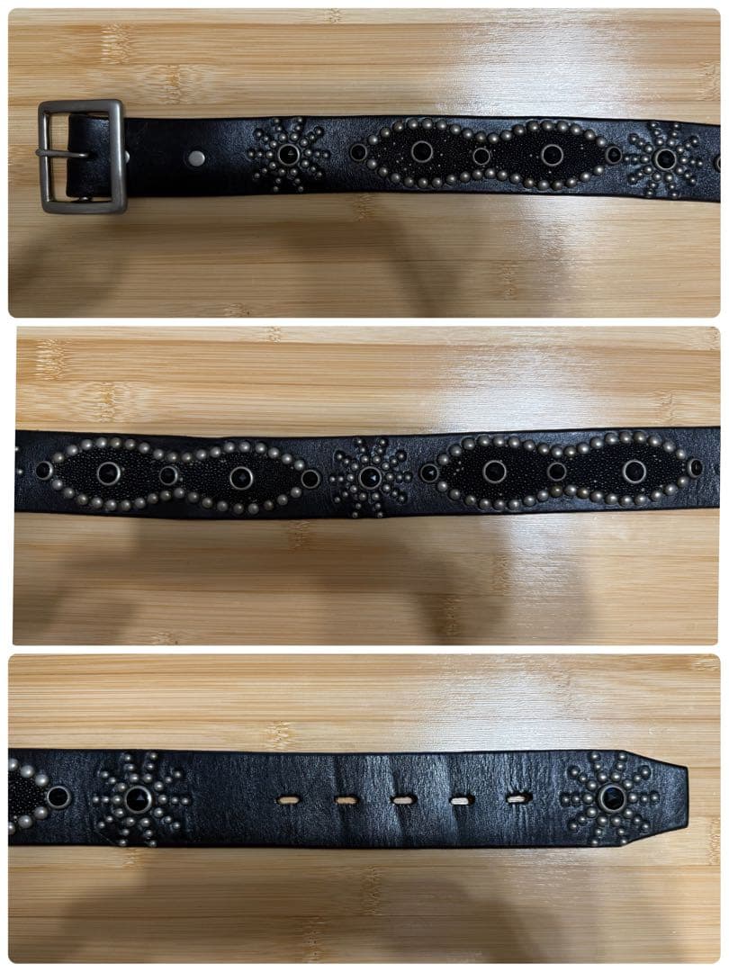 ⭐️HTC⭐️ピーナッツオーバーレイベルト⭐️スティングレイ⭐️ブラックレザー茶芯⭐️32