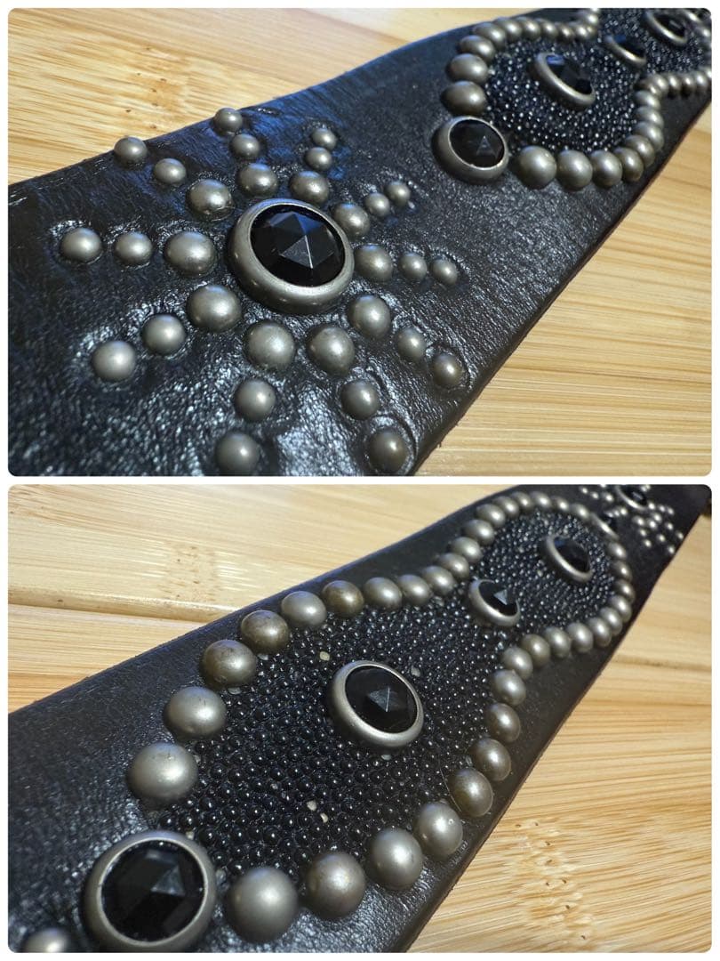 ⭐️HTC⭐️ピーナッツオーバーレイベルト⭐️スティングレイ⭐️ブラックレザー茶芯⭐️32