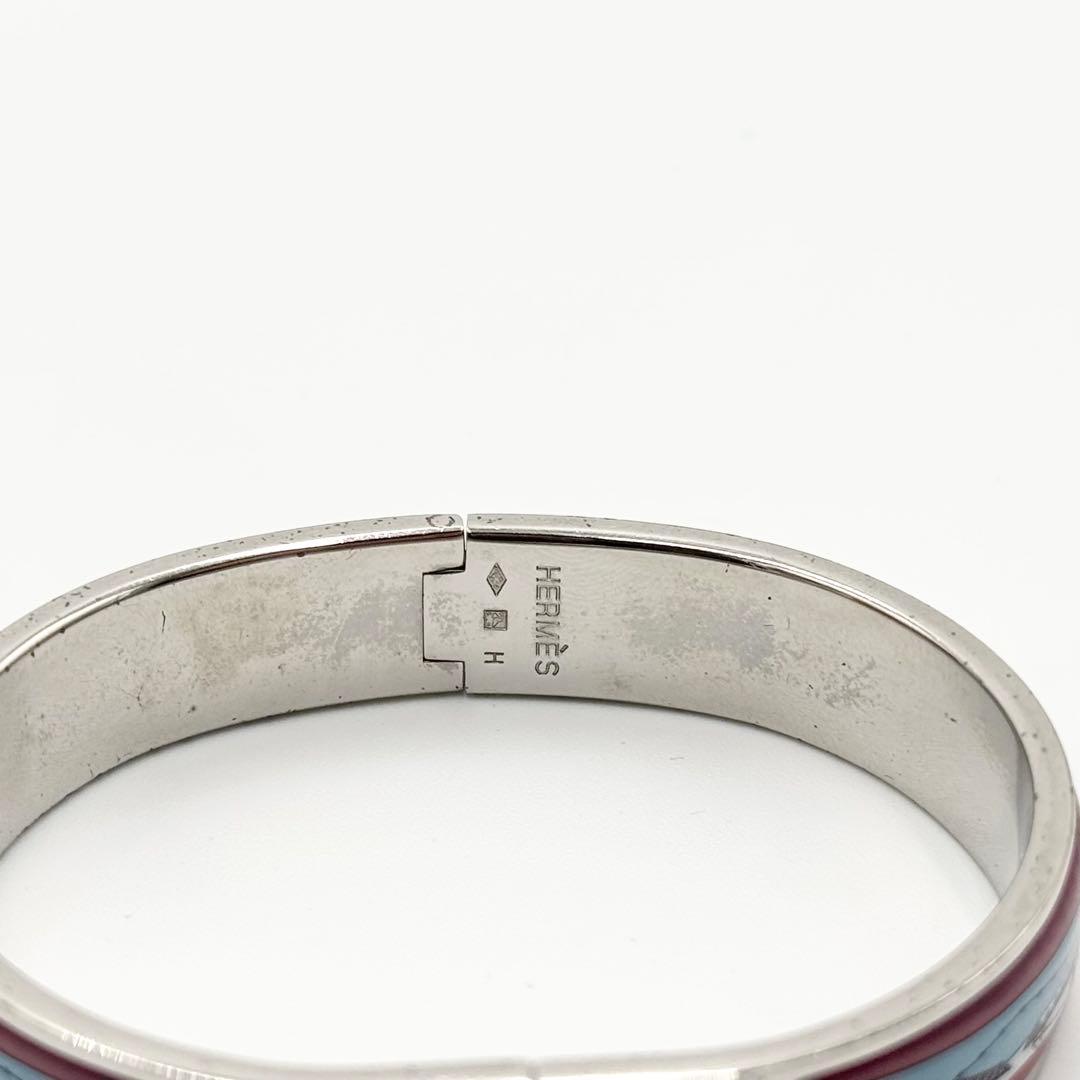 美品 エマイユ PM バングル ブレスレット 七宝焼き レディース シルバー