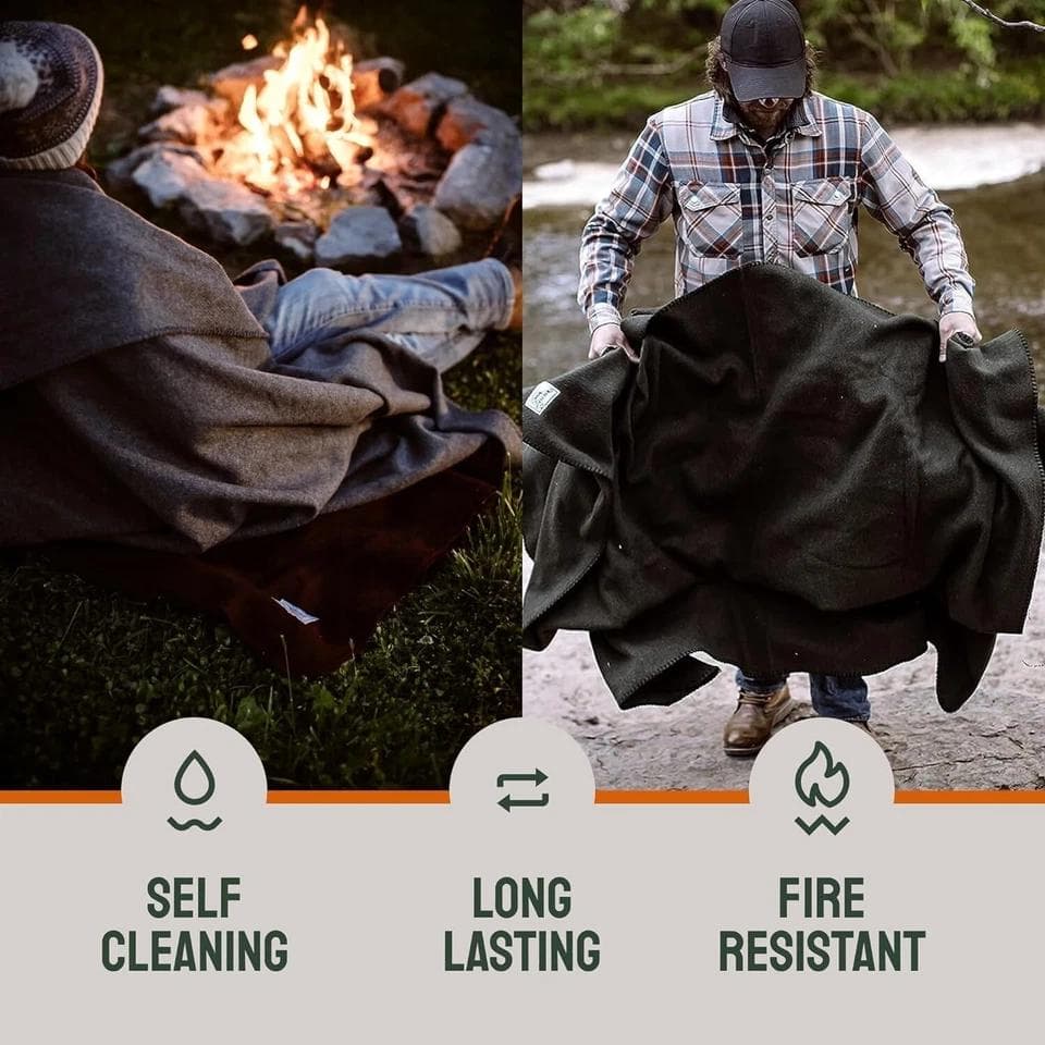 アウトドア寝具 Woolly Mammoth Wool Blanket Hunter Green