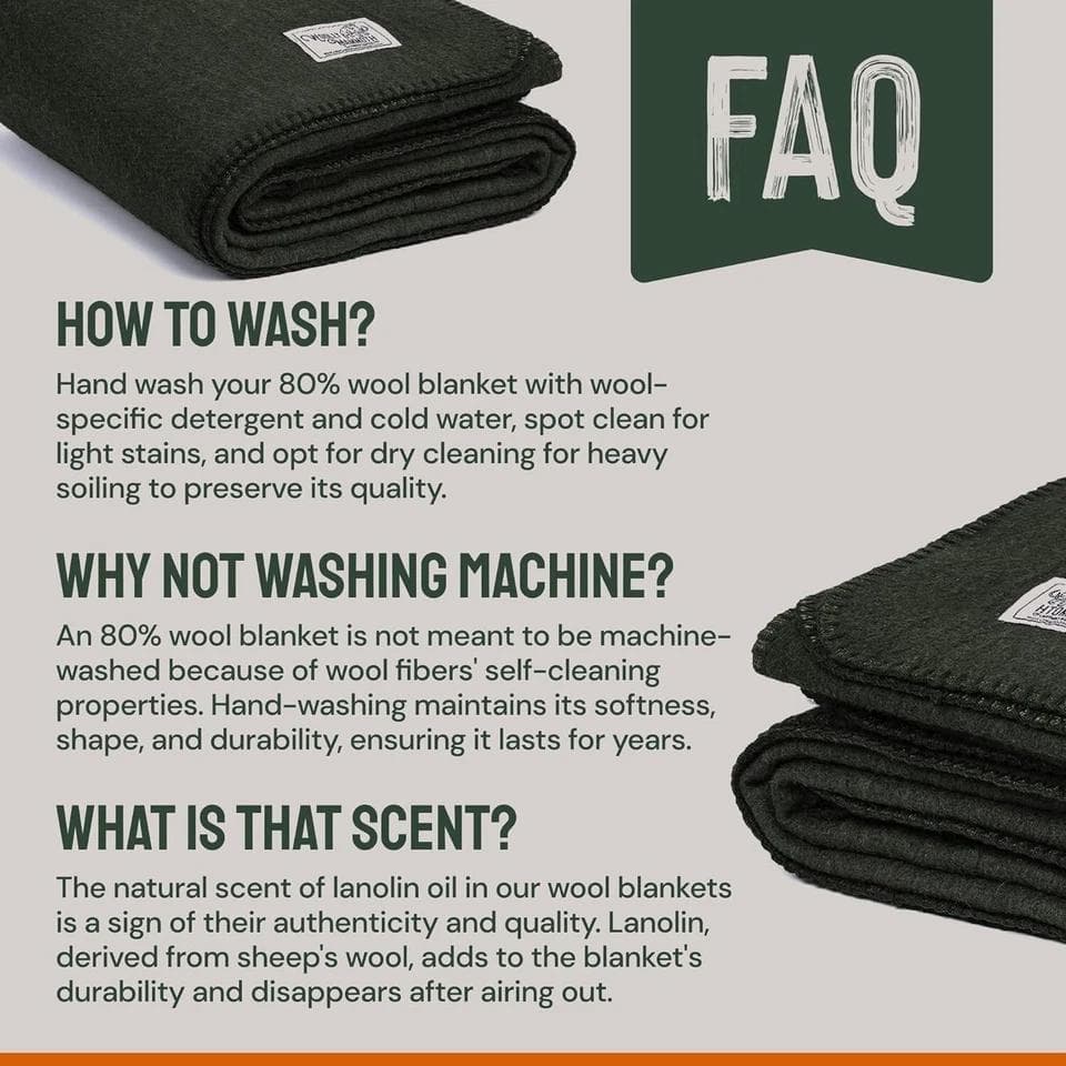 アウトドア寝具 Woolly Mammoth Wool Blanket Hunter Green
