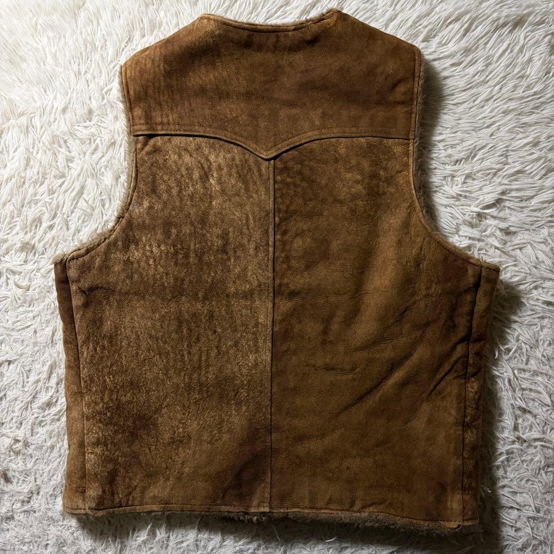 雰囲気抜群】schott ムートン 羊革 シープスキン ベスト ブラウン