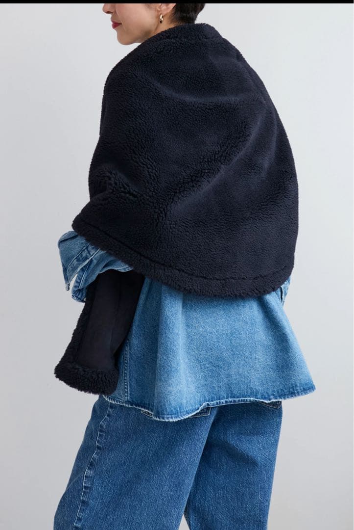 新品】HAUNT　SHORT BOA STOLE　ショー卜ボアストール　ネイビー