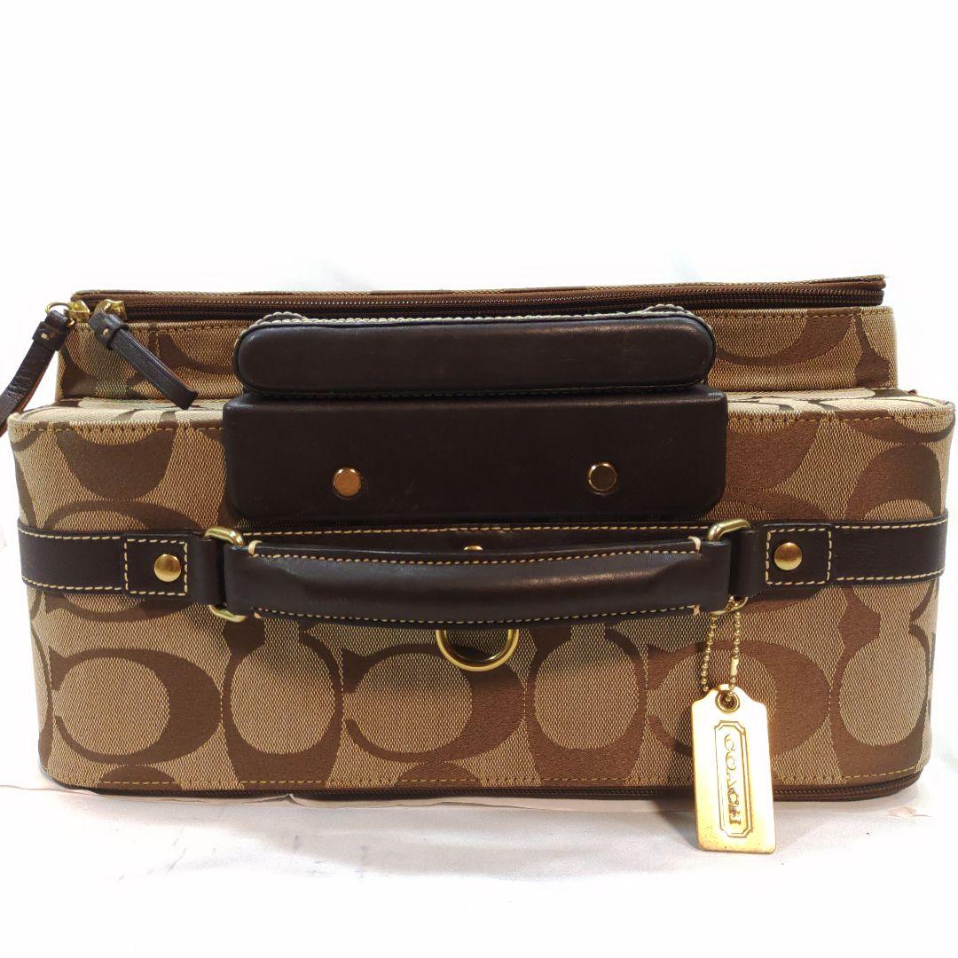 【美品】コーチ キャリーケース 旅行鞄 キャンバス×レザー シグネチャー