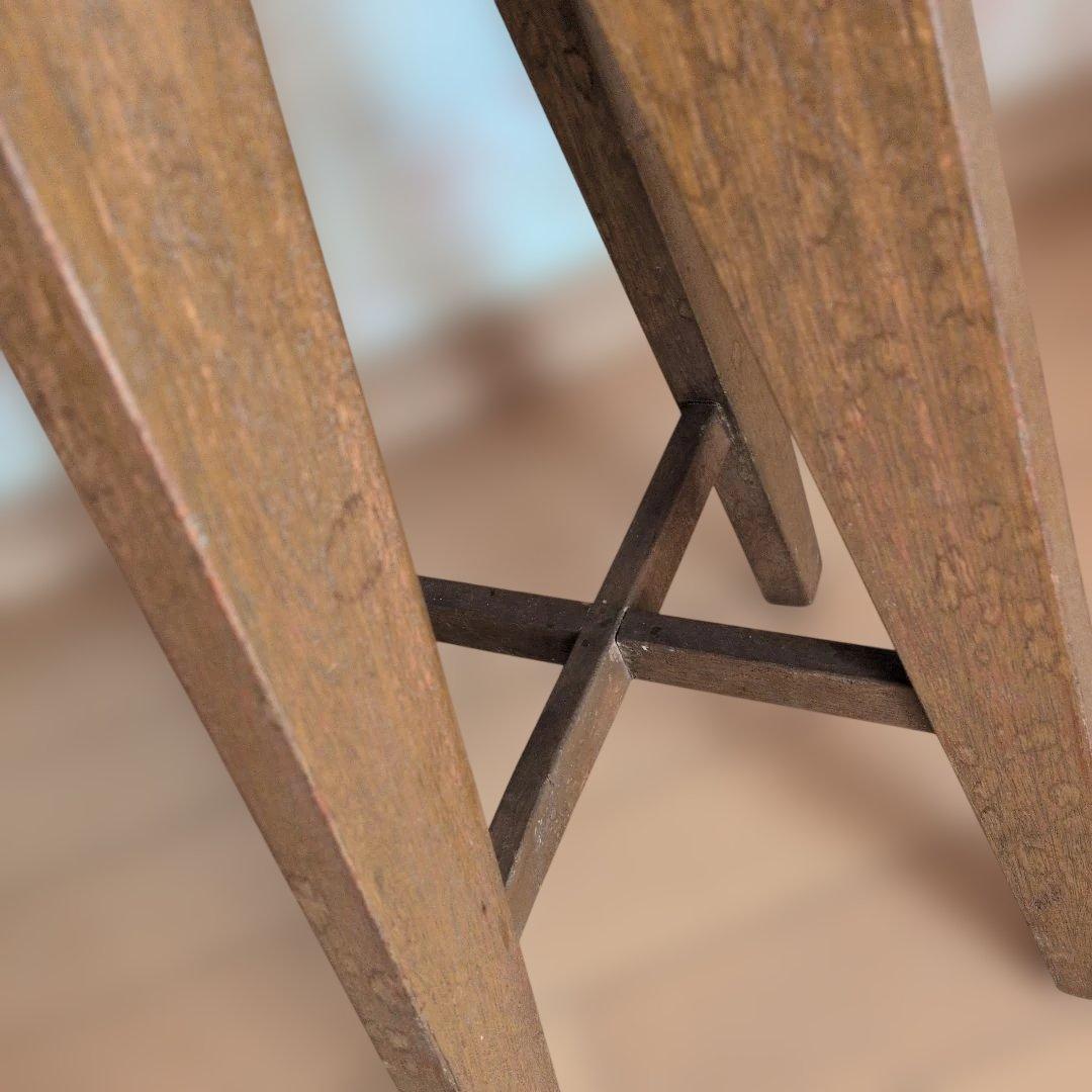 ブロカントフランス天板木製三脚式正方形回転テーブル - メルカリ