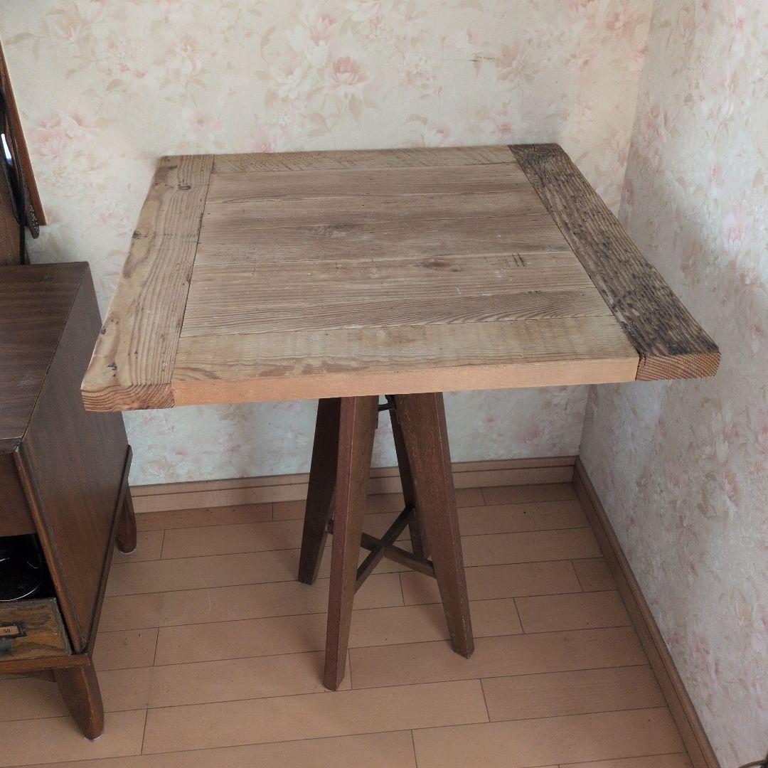 ブロカントフランス天板木製三脚式正方形回転テーブル - メルカリ