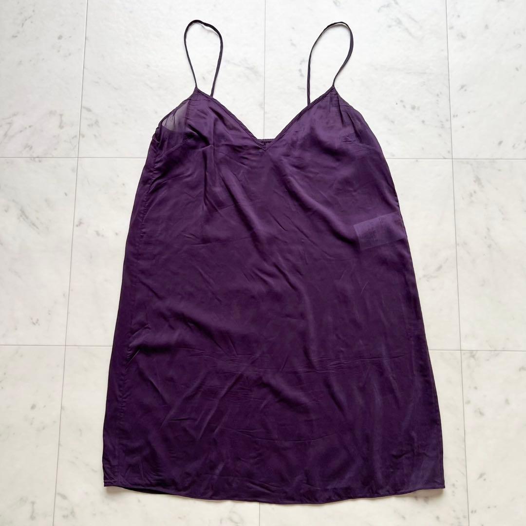 VALENTINO Vロゴ金具 総フラワーレースドレス Vネック パープル