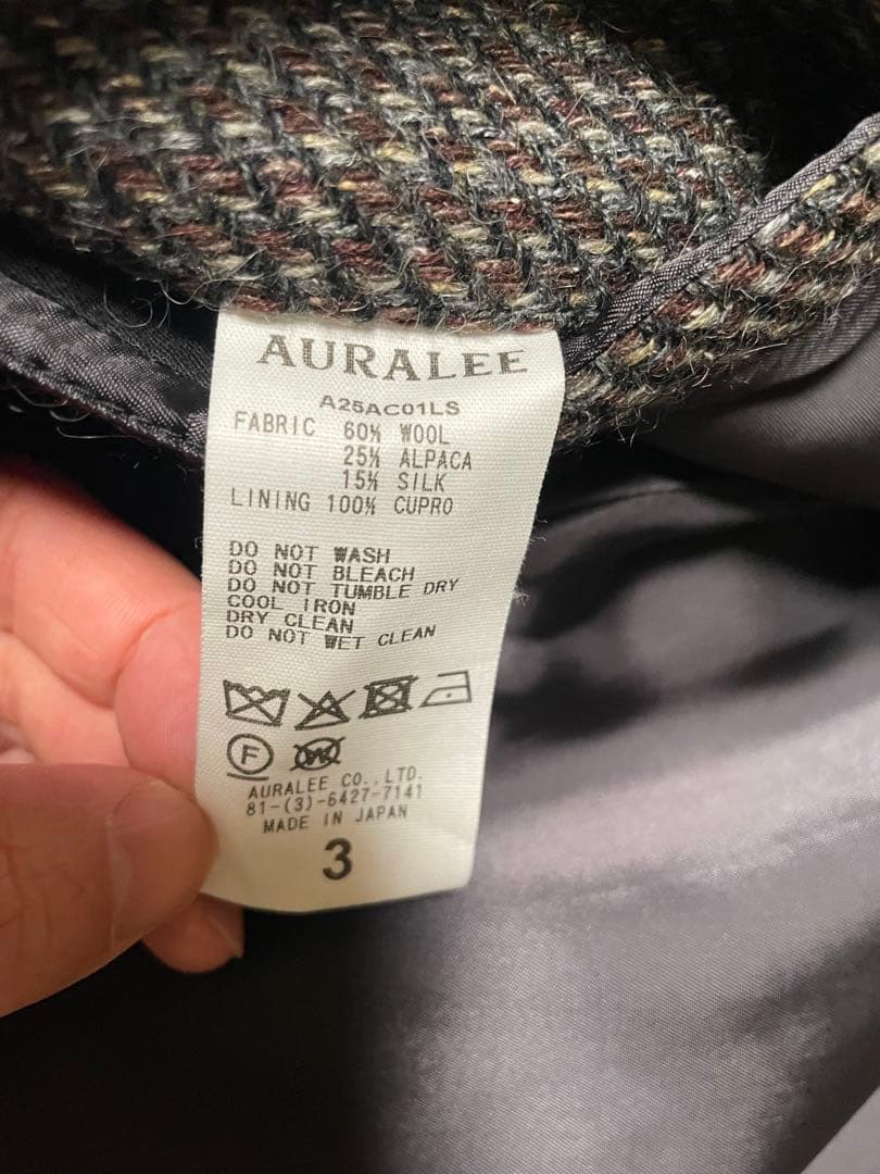★即完品、タグ付き★AURALEE アルパカウールシルクツイードコート25A/W