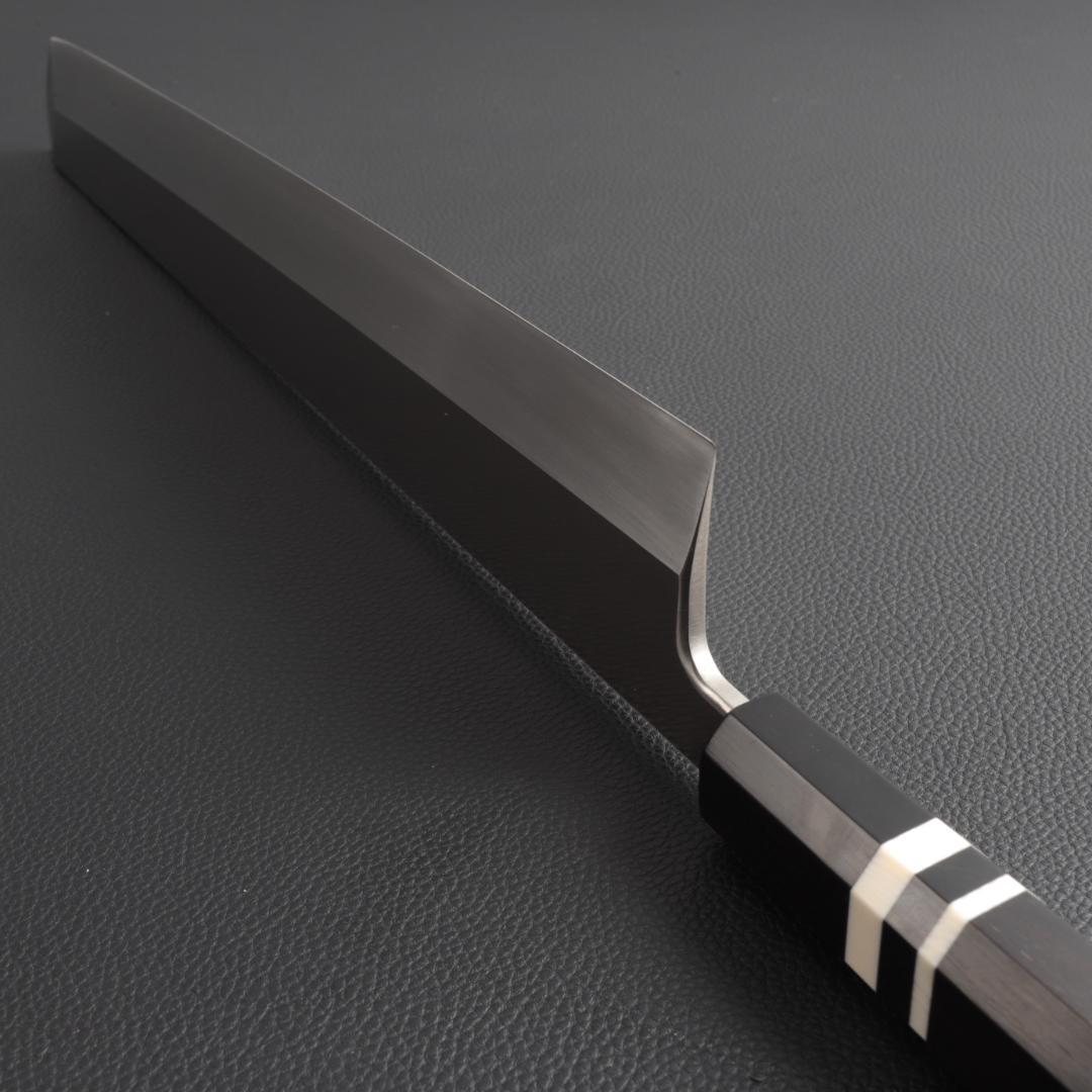 10193梵静刃物 骨切り鱧切り包丁 尺一 刺身包丁 黒檀黒水牛角白三本巻八角柄