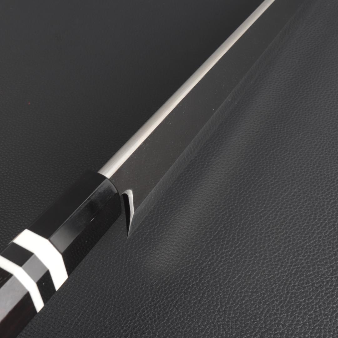 10193梵静刃物 骨切り鱧切り包丁 尺一 刺身包丁 黒檀黒水牛角白三本巻八角柄