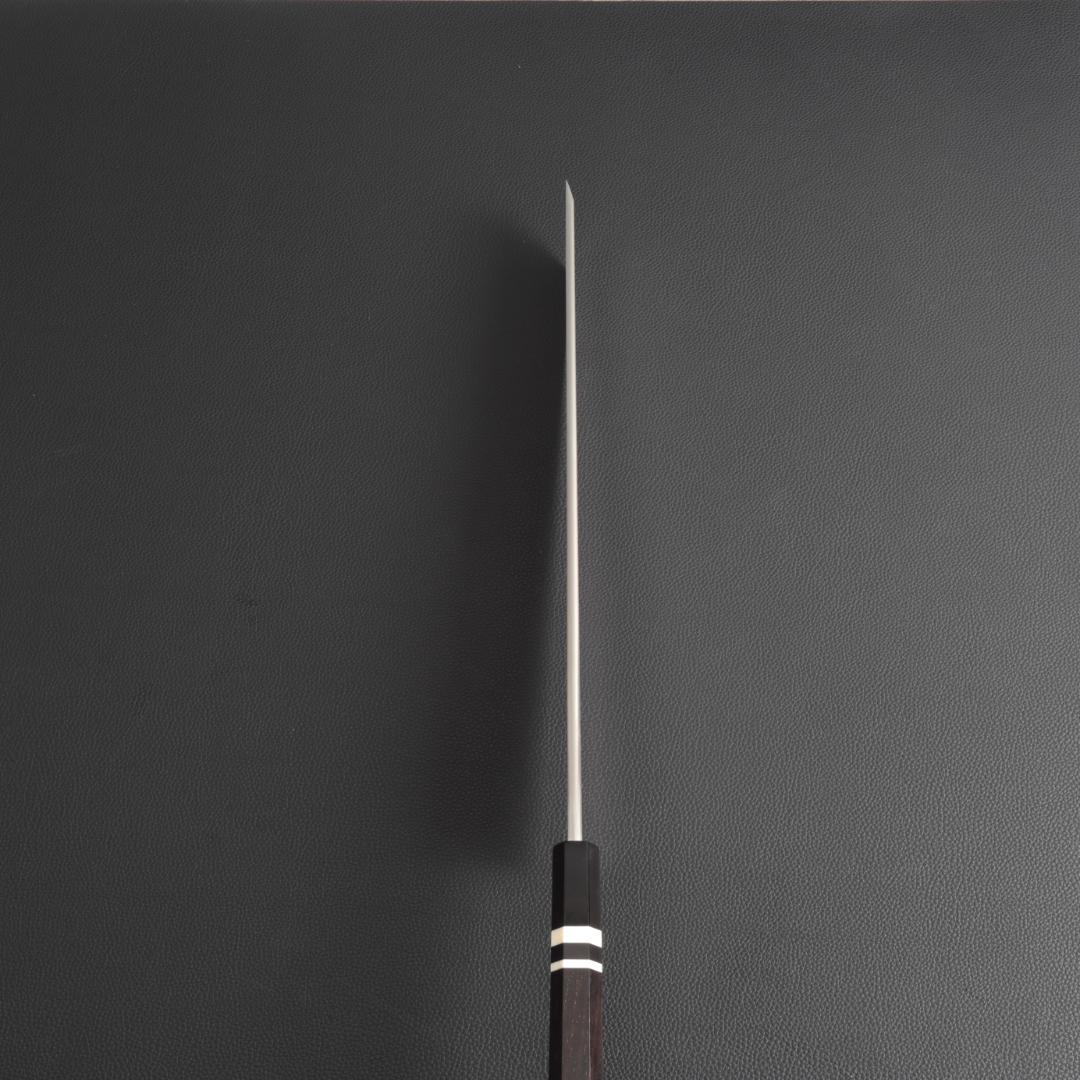 10193梵静刃物 骨切り鱧切り包丁 尺一 刺身包丁 黒檀黒水牛角白三本巻八角柄