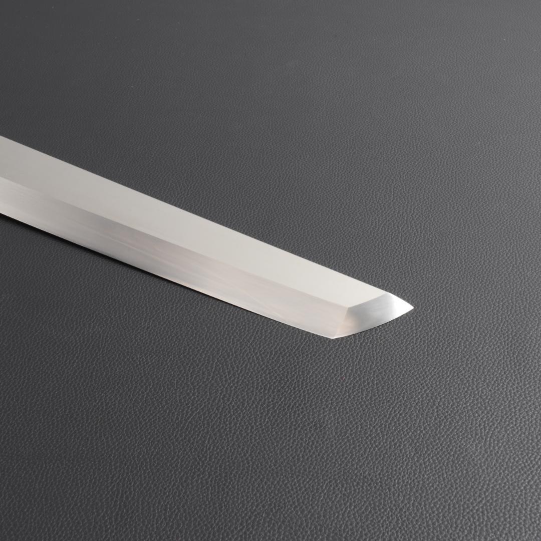 10193梵静刃物 骨切り鱧切り包丁 尺一 刺身包丁 黒檀黒水牛角白三本巻八角柄