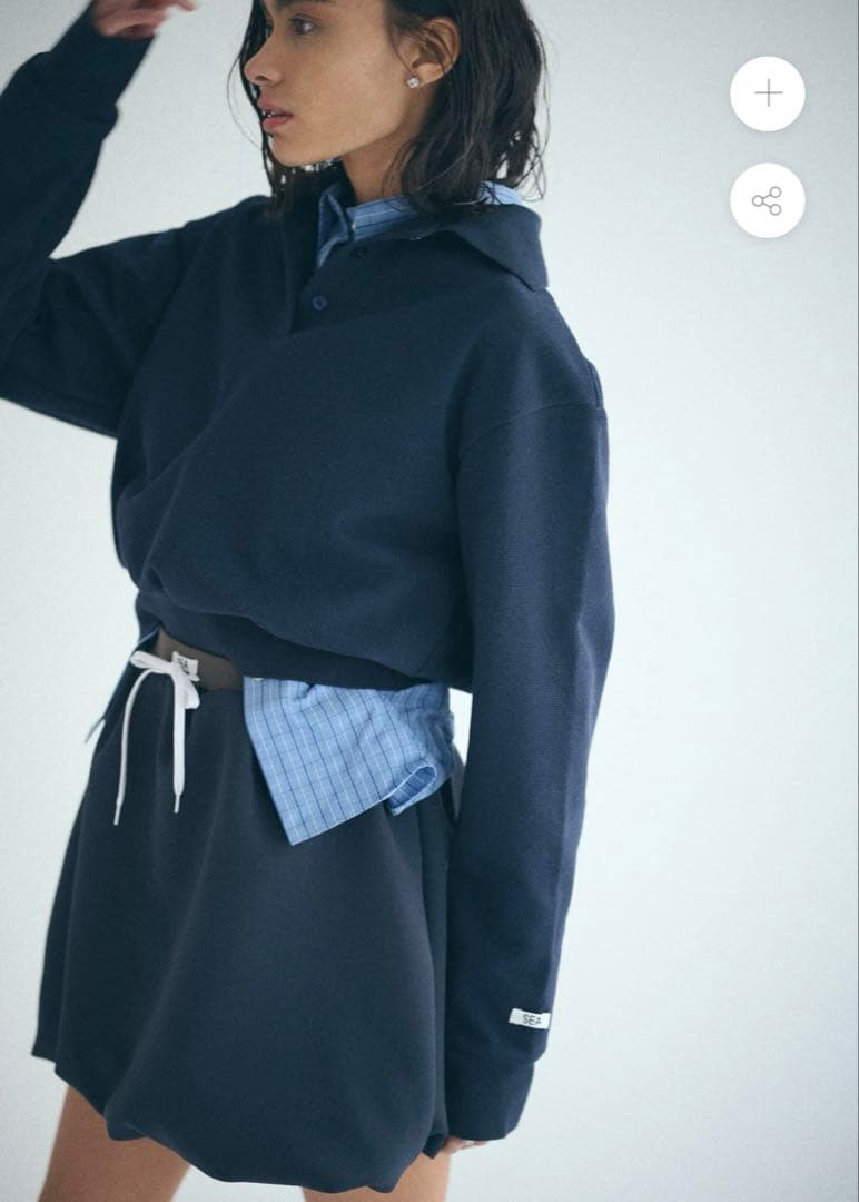 ネイビー コットン ポロシャツ 長袖