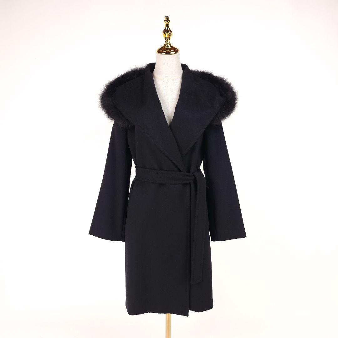 【新品同様】マックスマーラ マンゴー フォックスファー フード ベルト コート