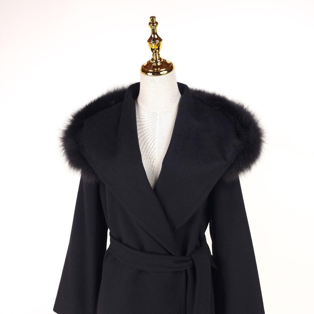 【新品同様】マックスマーラ マンゴー フォックスファー フード ベルト コート