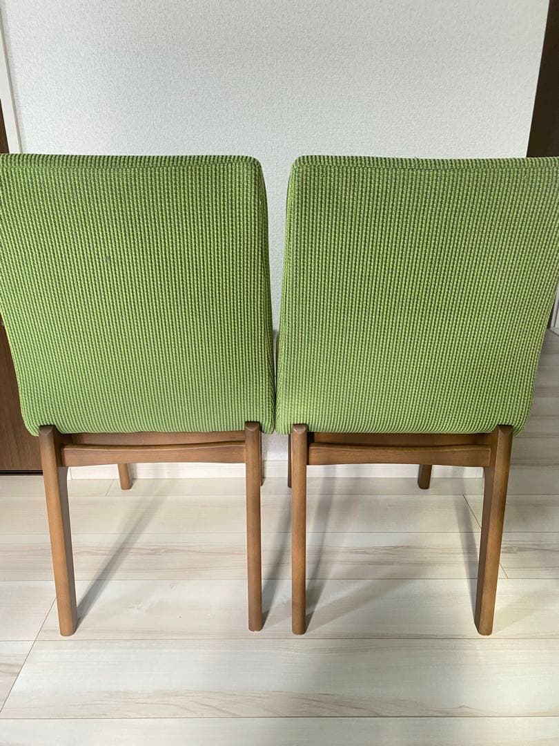 ニトリ 布張りダイニングチェア グリーン2脚セット