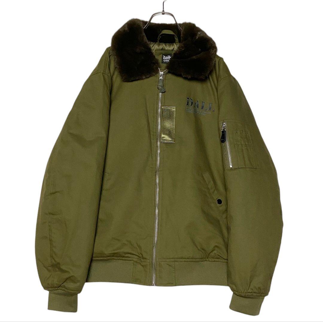 希少 DALL ボンバーフライトジャケット カーキ L 襟ボア肉厚ブルゾン完売品
