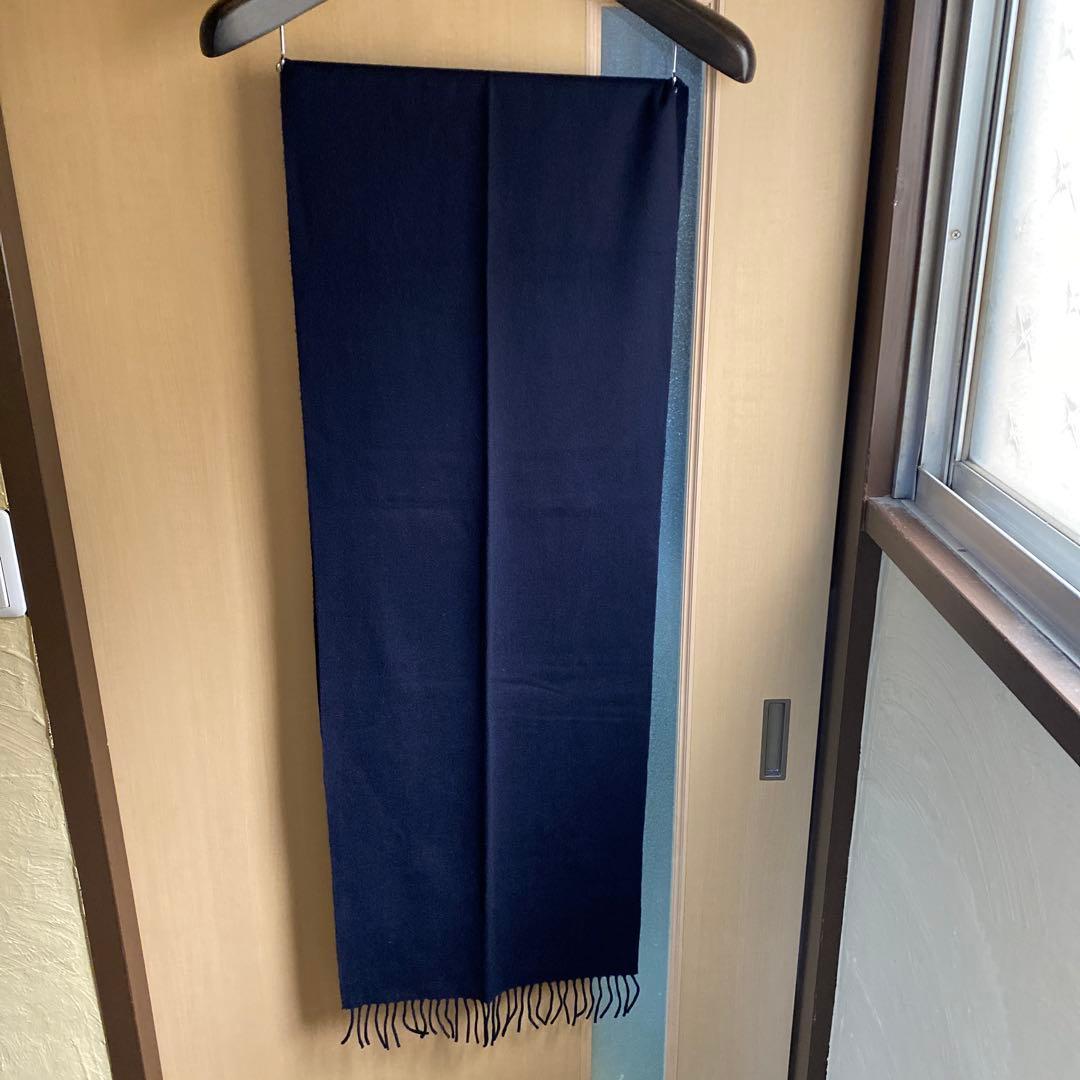 エルメネジルド ゼニア　ロングカシミア100%マフラー　紺
