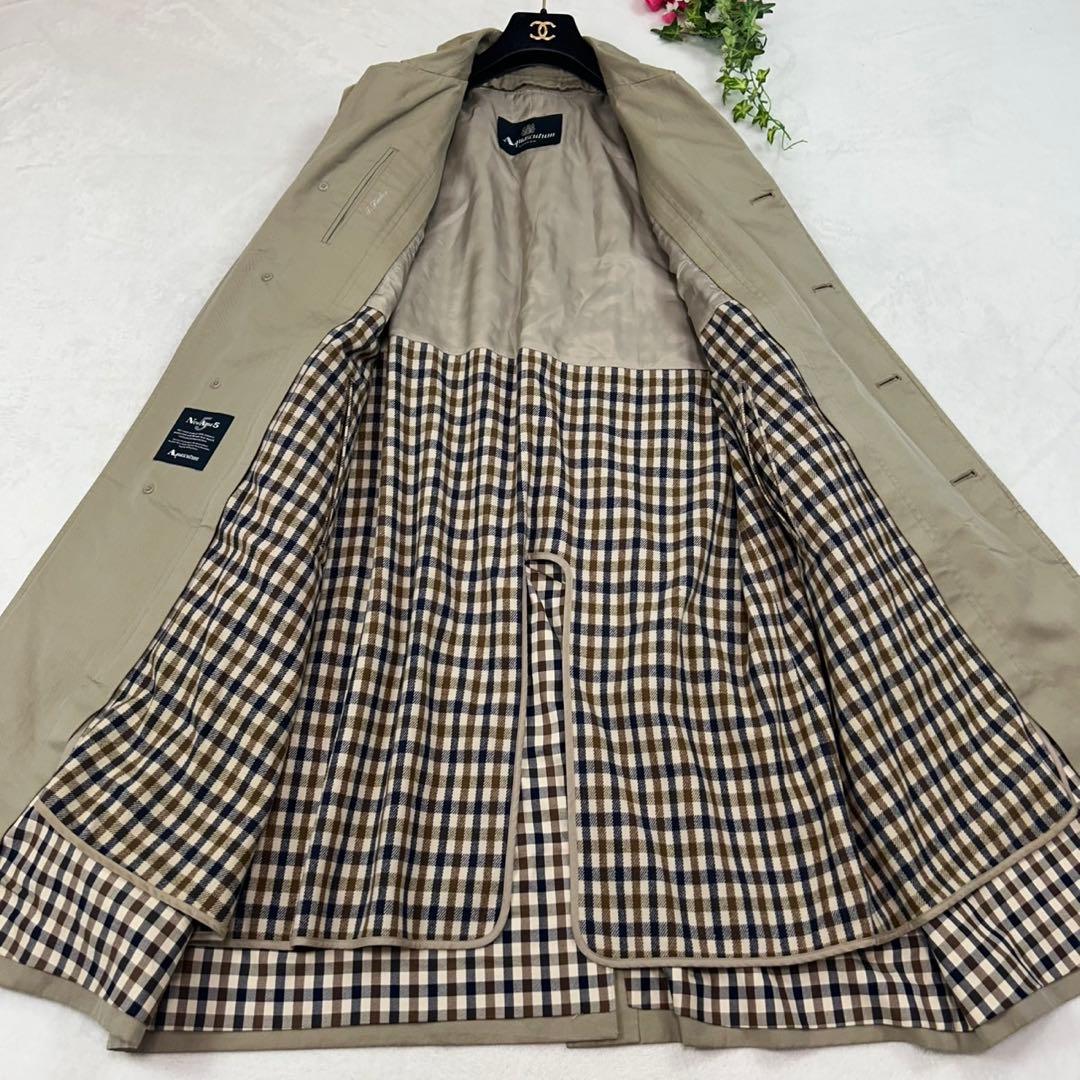 J218 L 38 アクアスキュータム チェックライナー付き コート メンズ