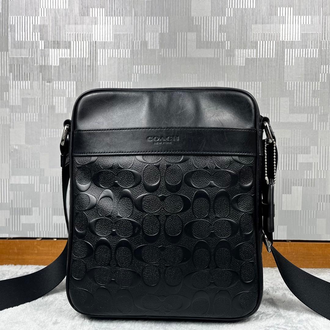 Coach コーチ ショルダーバッグ チャールズ エンボス 斜め掛け ブラック
