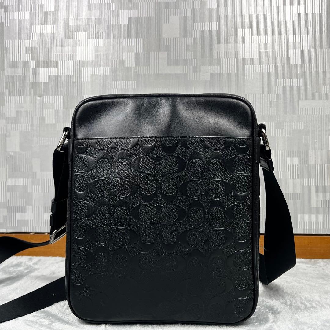 Coach コーチ ショルダーバッグ チャールズ エンボス 斜め掛け ブラック