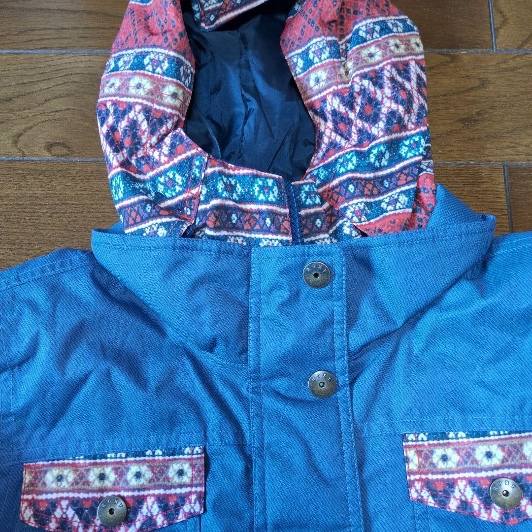 【美品】ROXY　スノボウェア　上下セット　Ｍ　デニム風　重ね着風　総柄