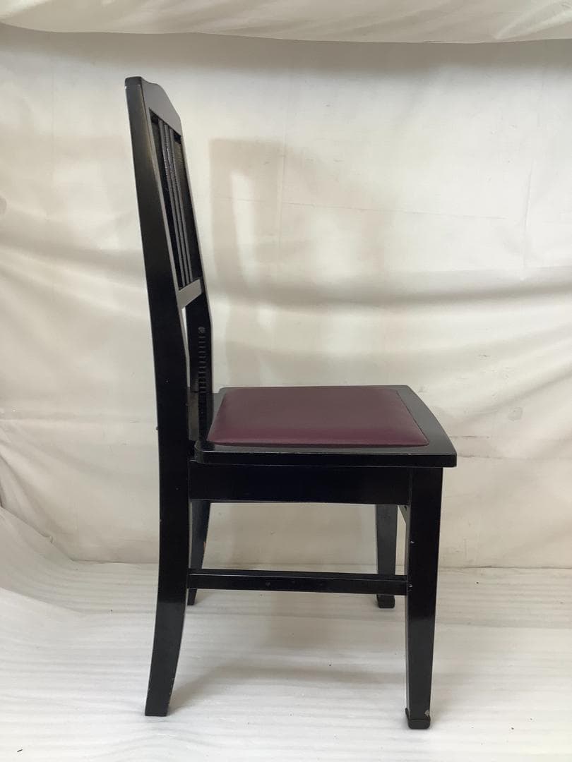 ※76857※背もたれ付きピアノ椅子（黒）