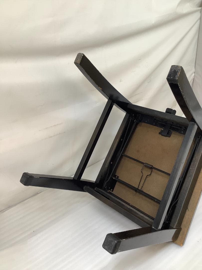 ※76857※背もたれ付きピアノ椅子（黒）