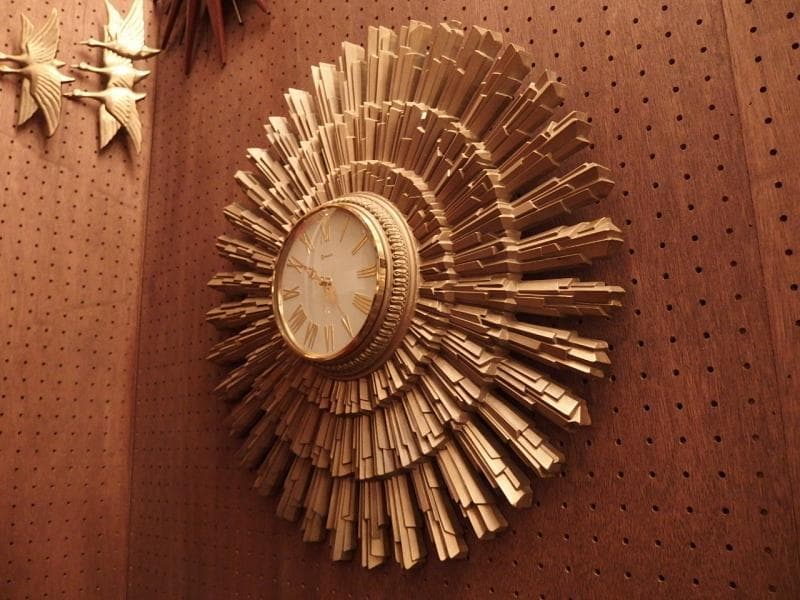 美品】60's Syroco サンバーストクロックミッドセンチュリー壁掛け時計