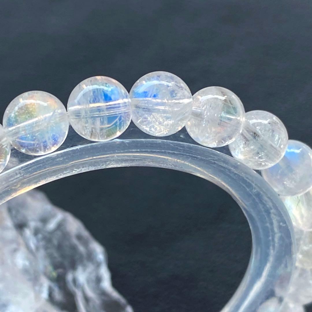 発色良好❣️マダガスカル産レインボームーンストーン7.0-7.3mmブレスレット