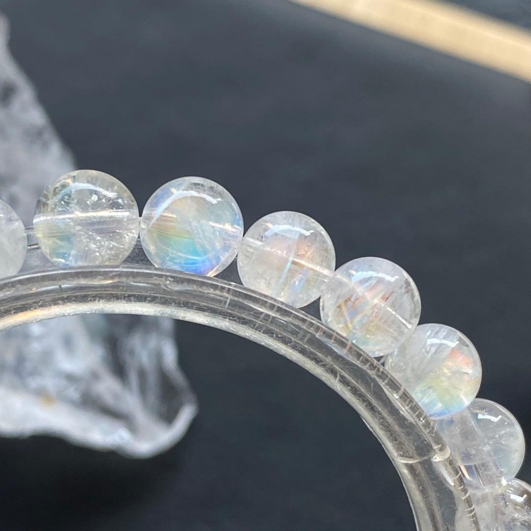 発色良好❣️マダガスカル産レインボームーンストーン7.0-7.3mmブレスレット