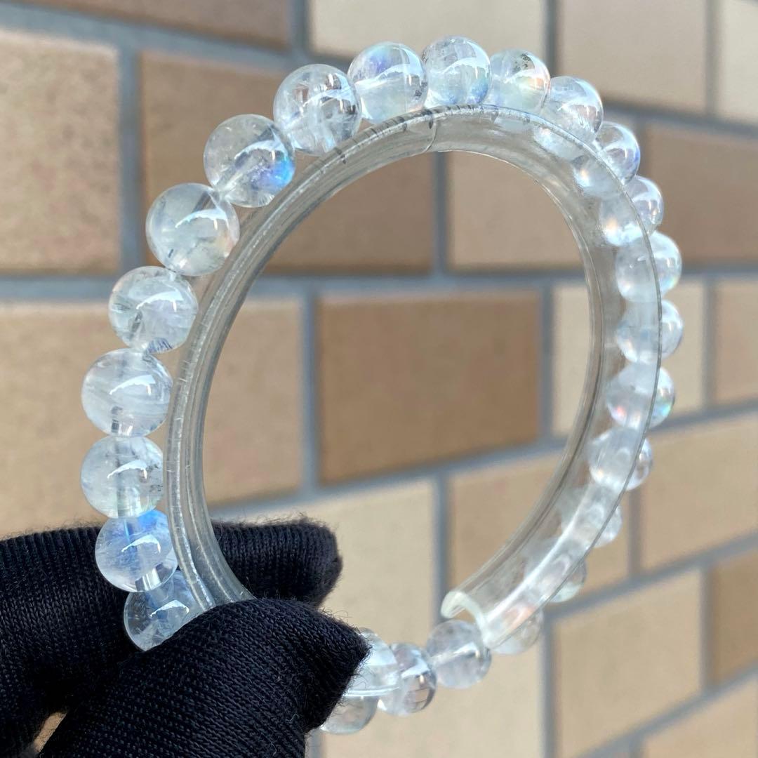 発色良好❣️マダガスカル産レインボームーンストーン7.0-7.3mmブレスレット