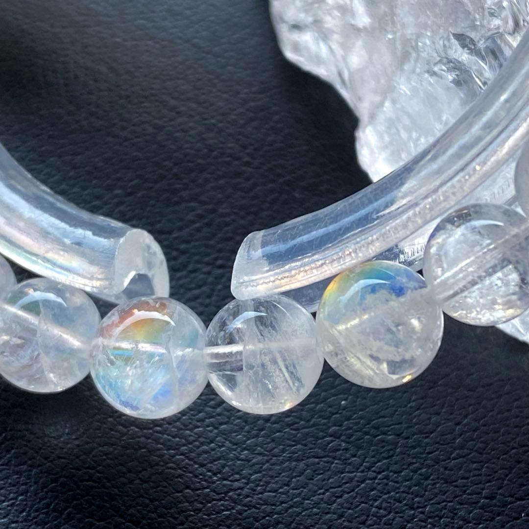 発色良好❣️マダガスカル産レインボームーンストーン7.0-7.3mmブレスレット