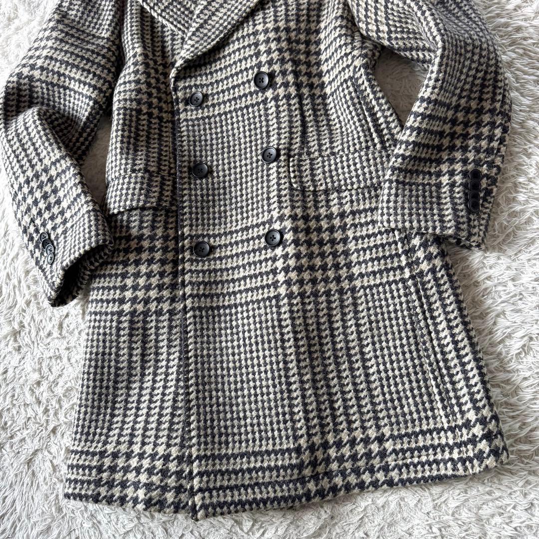 極美品　ジーステージ　ビックグレンチェック　ダブル　チェスターコート　48