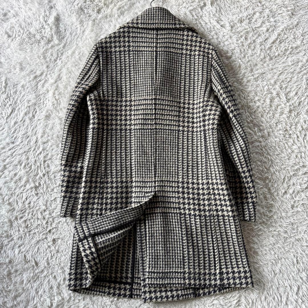 極美品　ジーステージ　ビックグレンチェック　ダブル　チェスターコート　48