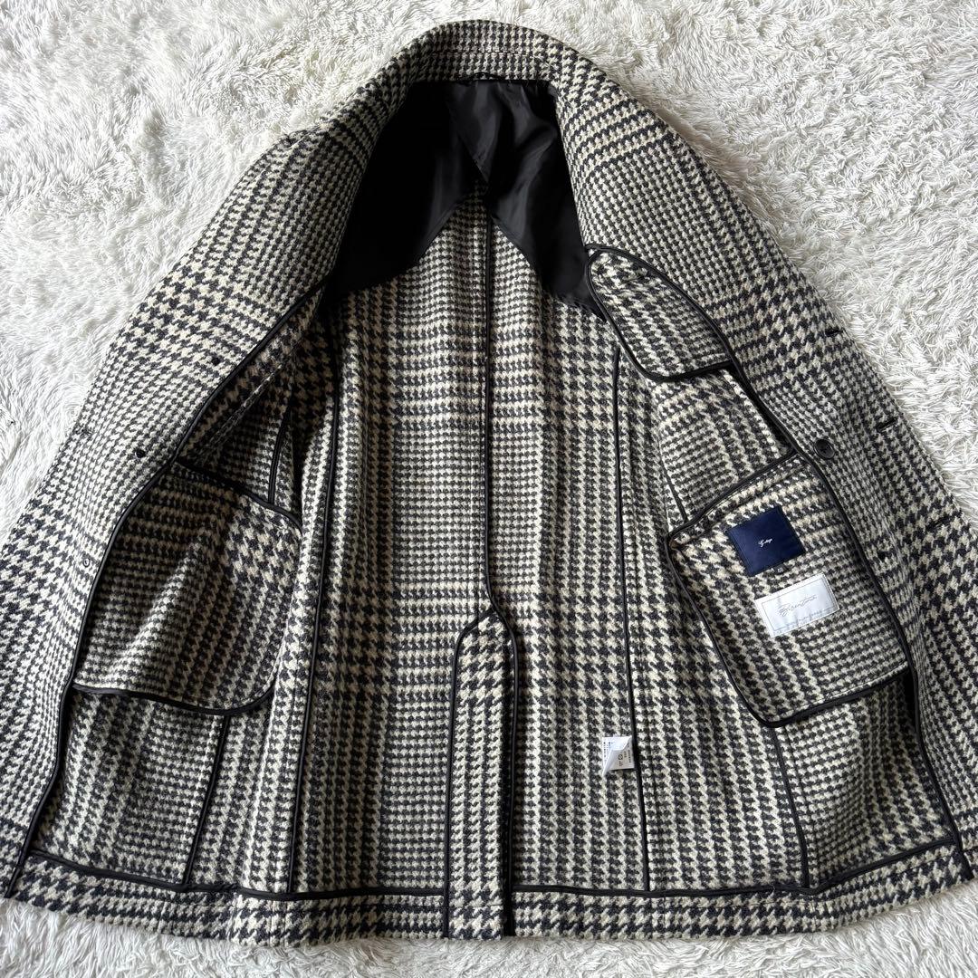 極美品　ジーステージ　ビックグレンチェック　ダブル　チェスターコート　48