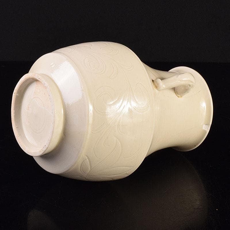 中国 徳化窯白磁 刻花文 双耳瓶 C 6946