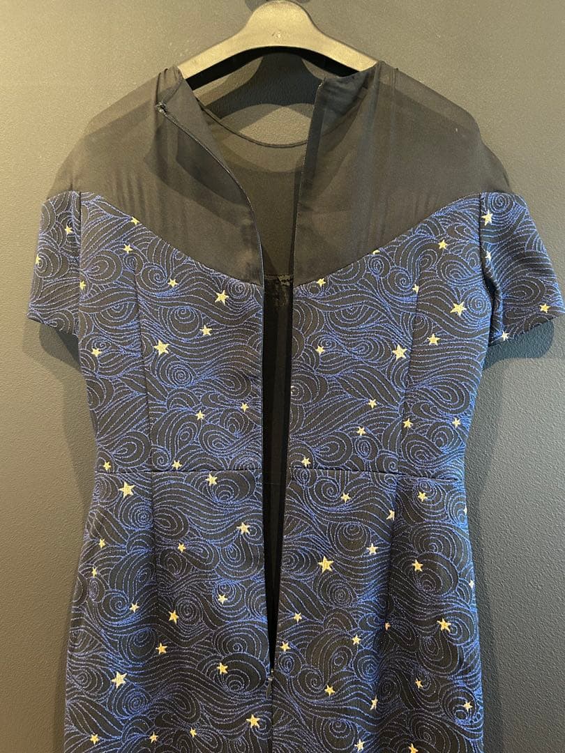 ESCADA エスカーダ シースルー切替 総刺しゅう ドレス ワンピース