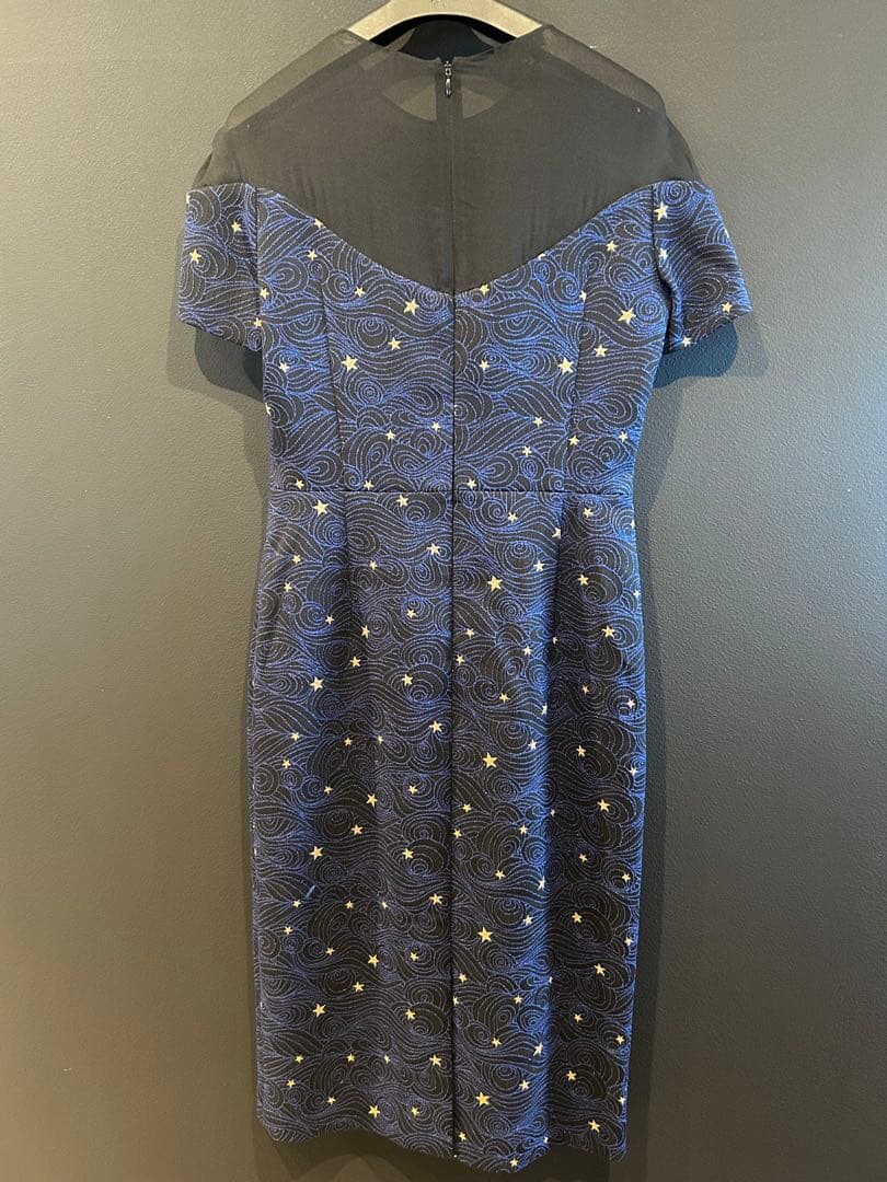 ESCADA エスカーダ シースルー切替 総刺しゅう ドレス ワンピース